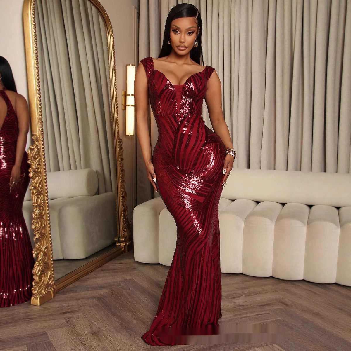 Luna Sheer Off-Shoulder Dress