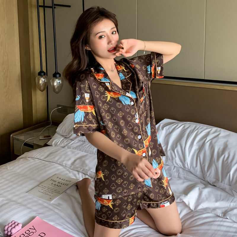 Summer Thin Short - Sleeved Imitation Silk Home Clothes