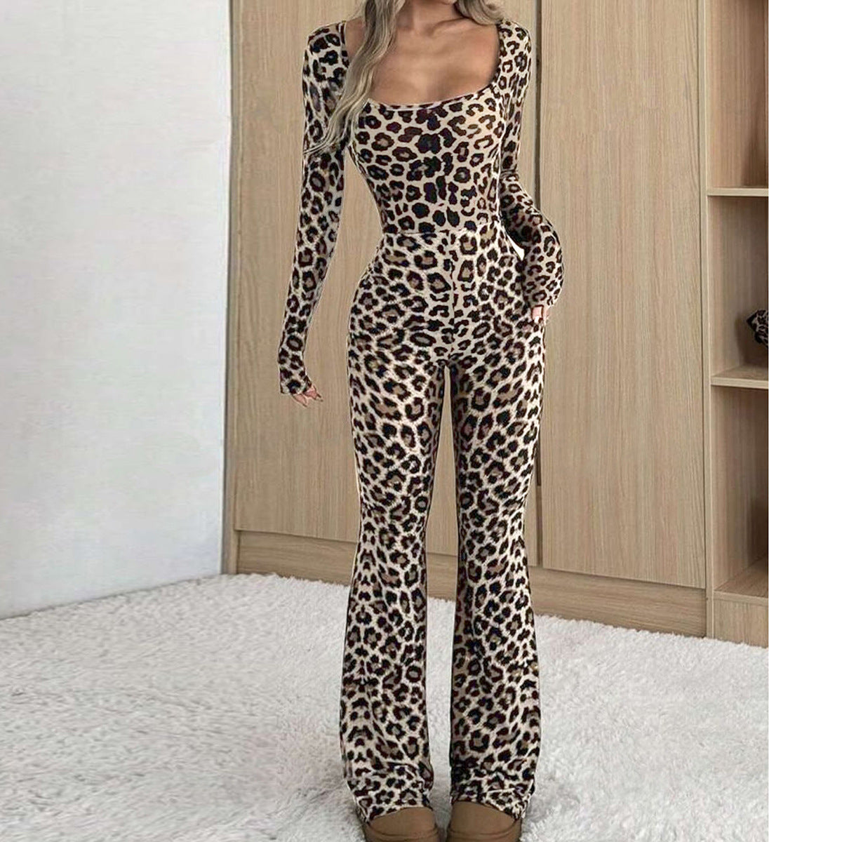 Feline Sculpt Square-Neck Jumpsuit