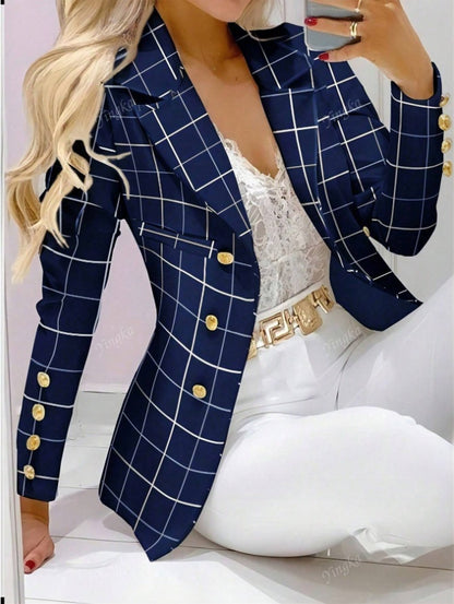 PlaidVerve Button-Up Blazer