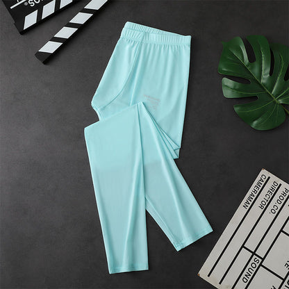 Ice Silk Men's Thin Skinny Compression Pants
