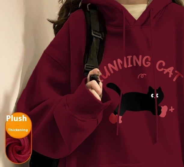 Hoodie Women Autumn And Winter Fashion Fashion Plus Cashmere Is Slimming Shoulders