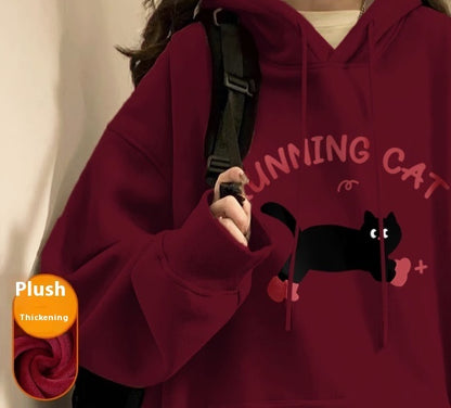 Hoodie Women Autumn And Winter Fashion Fashion Plus Cashmere Is Slimming Shoulders