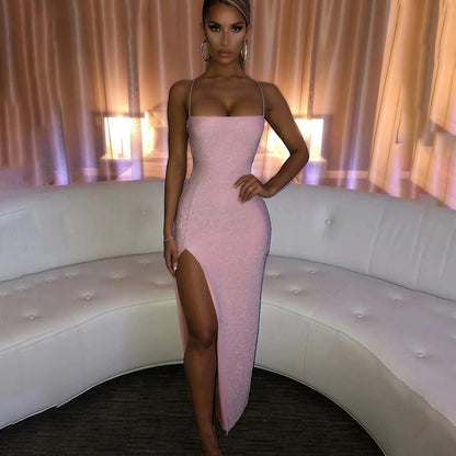 European And American Fashion Leak Back Gold Silk Skirt