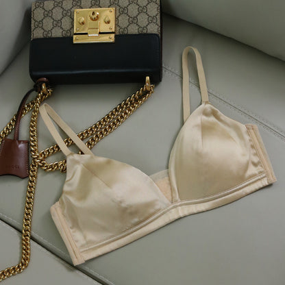 Silk Satin Glossy Thin Bra Wireless Underwear