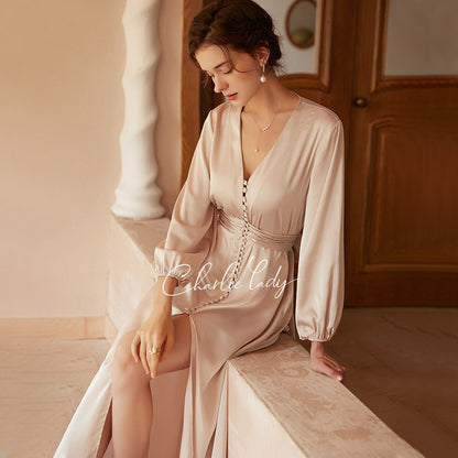 Bride French Luxury Long Silk Nightgown