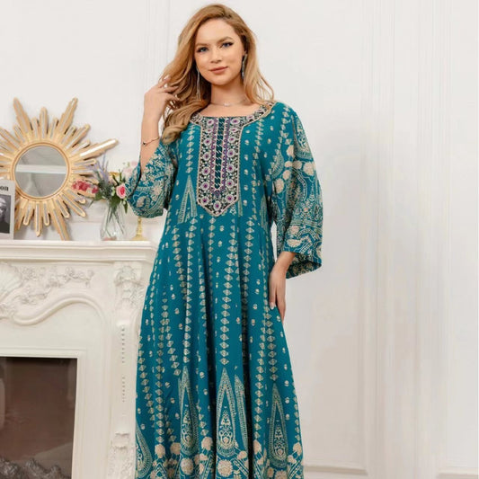 Ladies New Cotton Silk Fashion Floral Dress