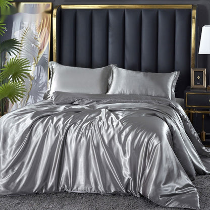 Artificial Silk Double-sided Silk Satin Quilt Cover Bed Sheet Four-piece Set