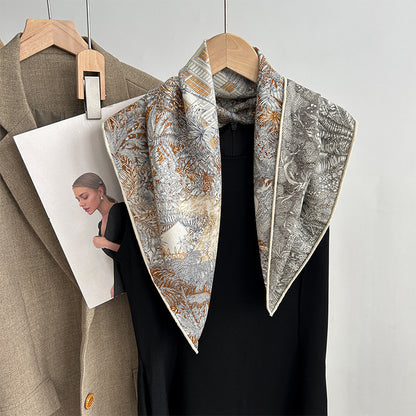 Tropical Jungle Double-color Silk Wool Square Scarf