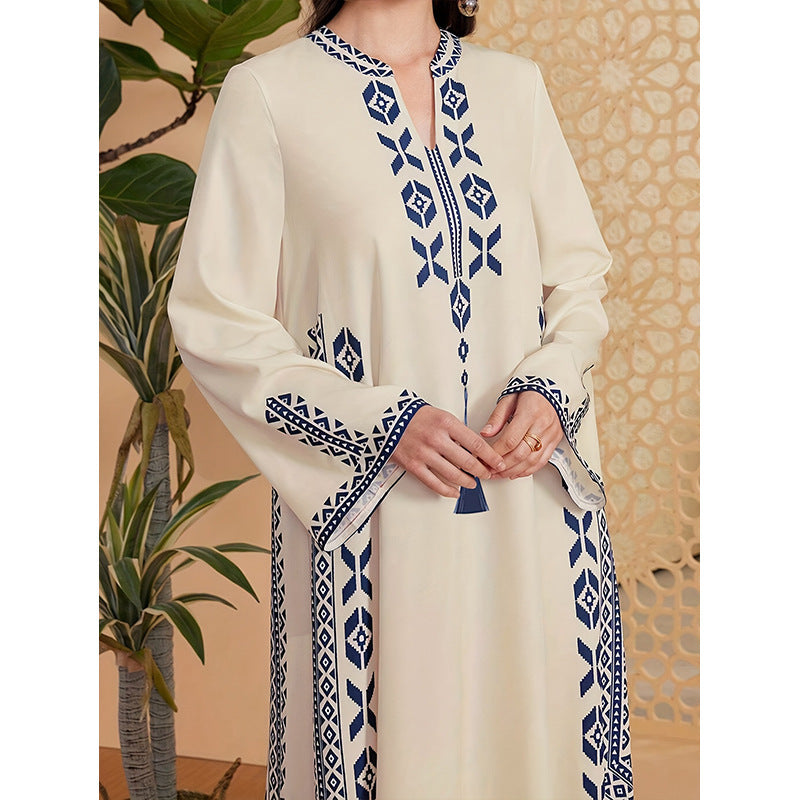 Desert Bloom V-Neck Robe Dress