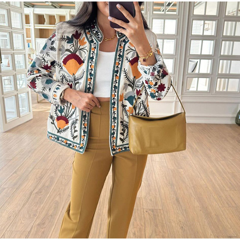 Artistry Round Neck Print Coat