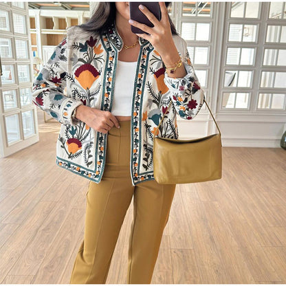 Artistry Round Neck Print Coat