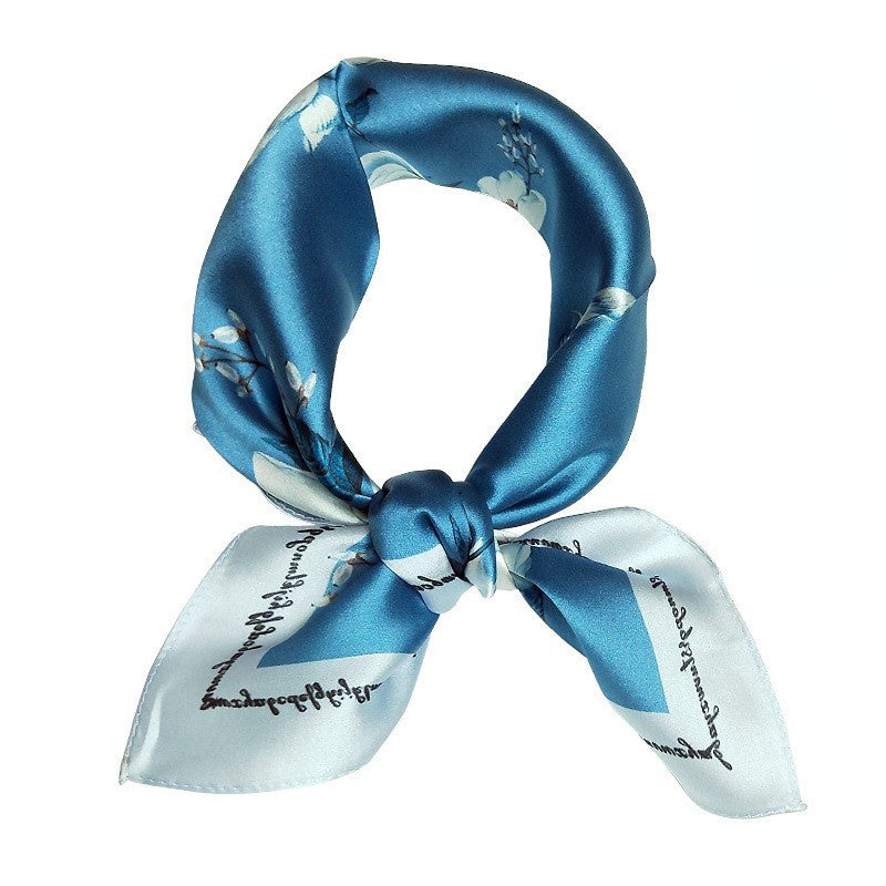 Silk Scarf Women's Spring And Summer New Fashion Professional All-match Printing Satin Silk Small Square Scarf Soft Scarf