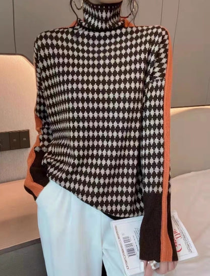CozyLoom Plaid Jacquard Turtleneck