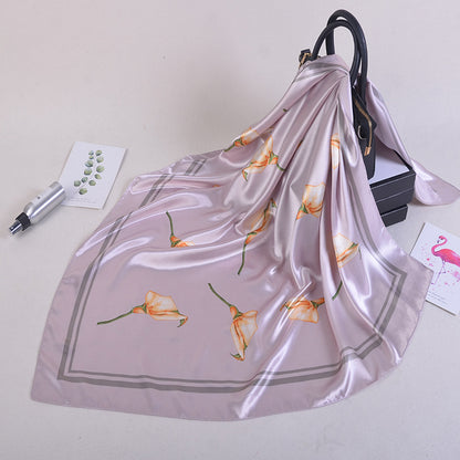Fashion Plant Flower Simulation Silk Scarf Muslim Headscarf