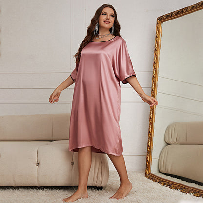 Round Neck Dress Sexy Nightdress Women's Ice Silk