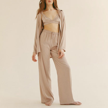 French Fashion Temperament Three-piece Pajamas Silk Jane