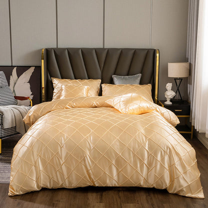 Three Pieces Of Home Ice Silk Satin Satin Cloth Checkered