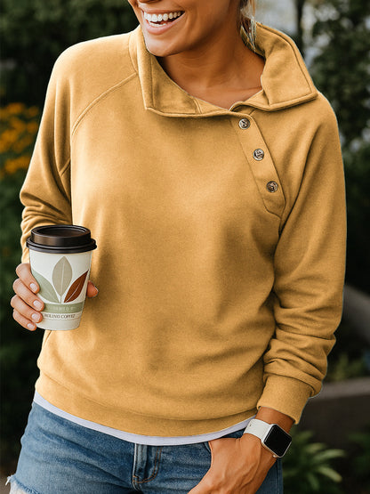 AsymEase Button Collar Sweatshirt