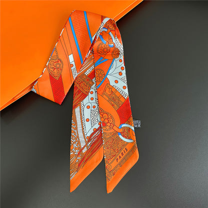 Twill Decorative Ribbon Small Silk Scarf