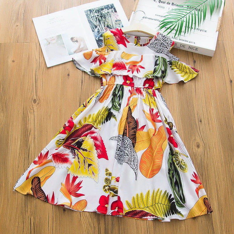Small And Medium Girls' Rayon Silk Print Dress