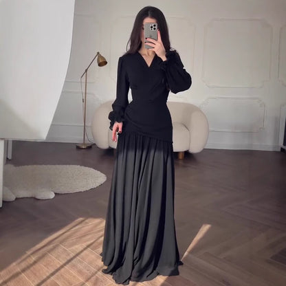 Veloura Noire Chiffon Gown