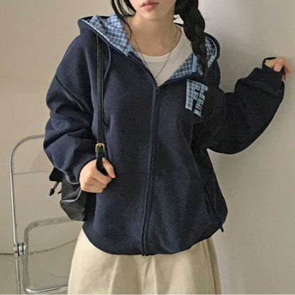 RetroStitch Plaid Zip Sweater