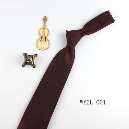 Business Clothing Tie Factory Wholesale Men's Trendy Striped Jacquard Polyester Silk Tie Work Workplace Amazon