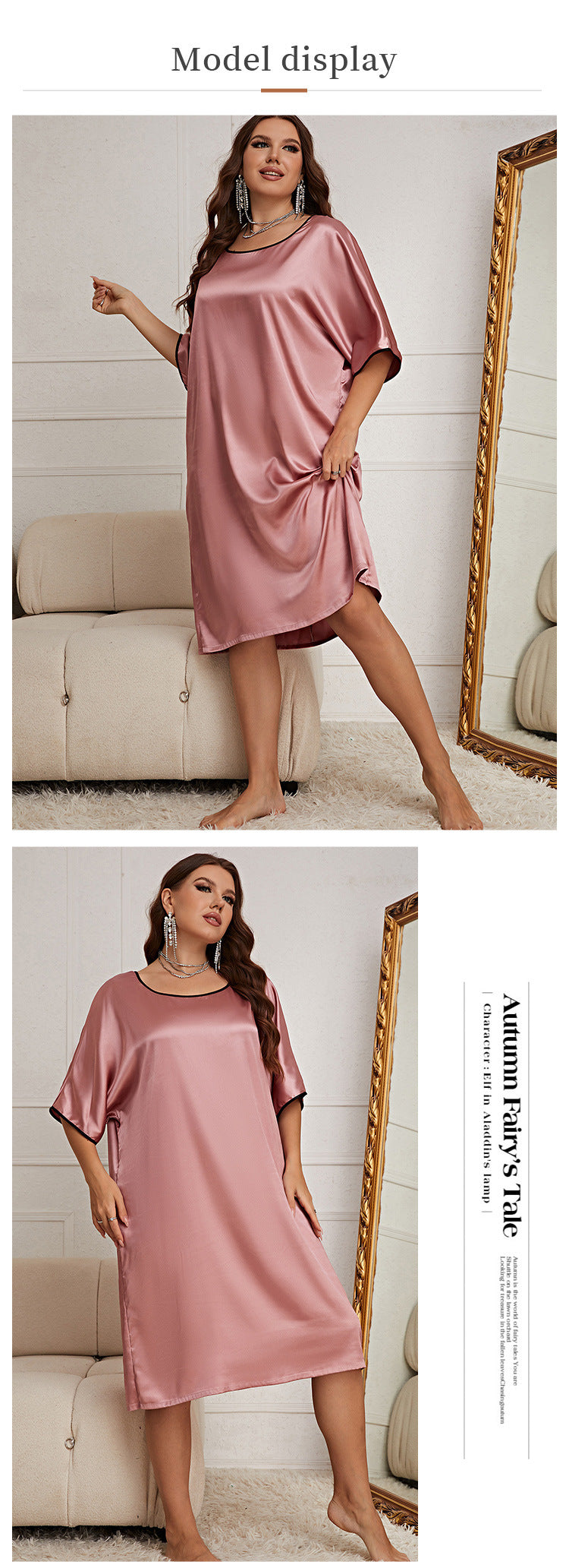 Round Neck Dress Sexy Nightdress Women's Ice Silk