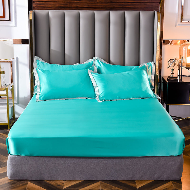 Popular Washed Silk Fitted Sheet Solid Color Home Textile Fitted Sheet