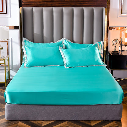 Popular Washed Silk Fitted Sheet Solid Color Home Textile Fitted Sheet