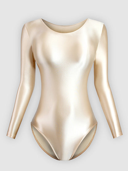 Women's Tight Glossy Silk One-piece Swimsuit Solid Color